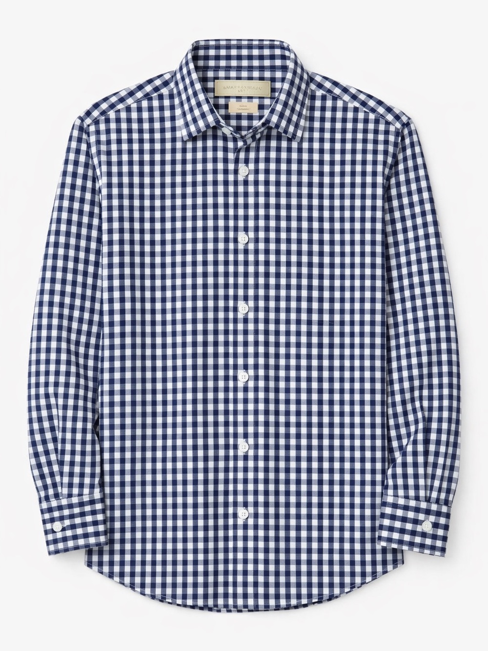 Michael Kors Men’s Non‑Iron Check Dress Shirt Navy White Large 15.5 32/33 Large